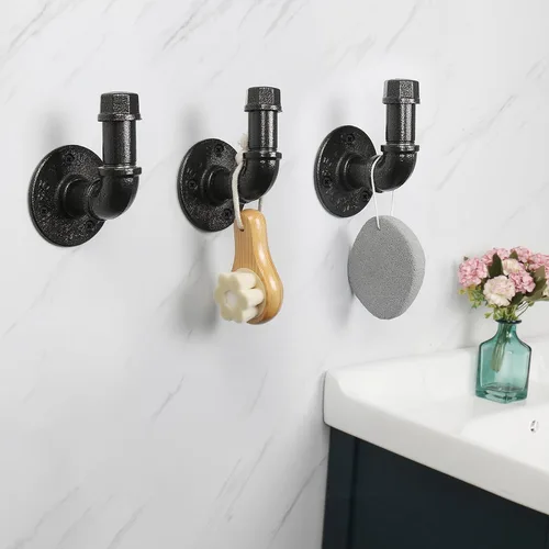 Vista 5 de Livabber Juego de 5 toallas de baño de tubería industrial, accesorios de baño que incluyen barra de toalla de 18 pulgadas, soporte de papel