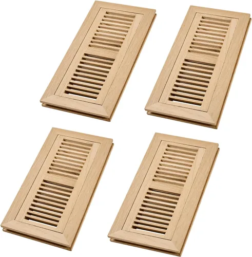Vista 18 de Paquete de 2 registros de piso de madera dura de roble rojo, ventilación de montaje empotrado, 4 x 10 pulgadas, con amortiguador, sin terminar