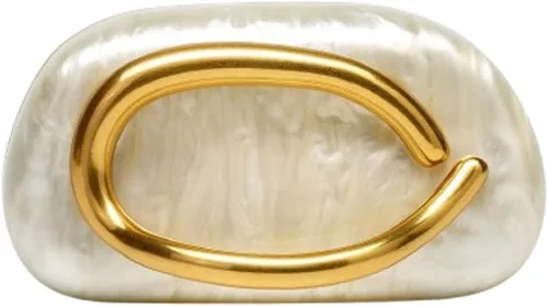 Vista 11 de Bolsos de noche de cuero sintético para mujer con cadena, bandolera de moda, decoración de metal, bolso de hombro casual 2025 A Blanco