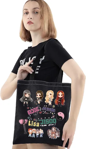 Vista 3 de BWWKTOP K-Pop Girl Group Tote Bag Cantante Fans Regalos Música Miembros de Grupo de Lona Bolsa de Hombro Singer Tour Mercancía