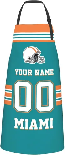 Vista 32 de Delantales personalizados del estilo del fútbol, delantal personalizado de la cocina del nombre y del número, delantales impermeables modificados