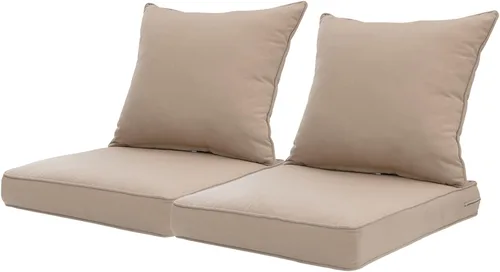 Vista 31 de QILLOWAY Juego de cojines de poliéster para sillas de exterior, cojines de exterior para muebles de patio, todo tipo de clima. Gris carbón/negro