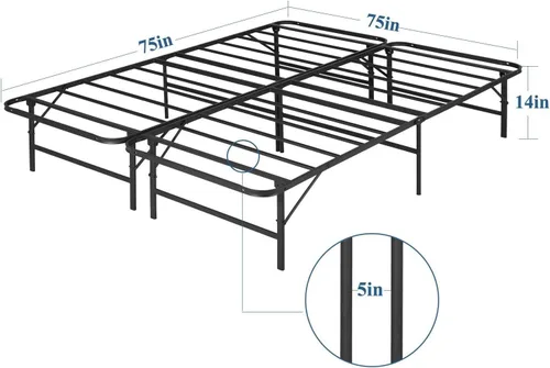 Vista 2 de Base de cama Vecelo, de 14 pulgadas, listones de acero resistente