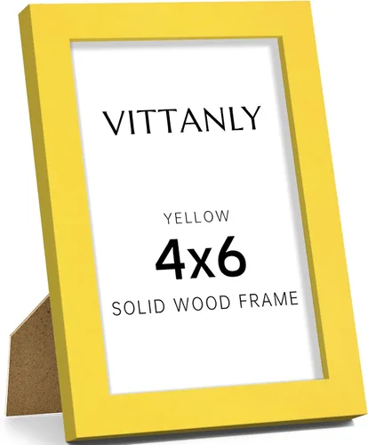 Vista 202 de Vittanly - Marco de fotos de 4 x 6 pulgadas de madera maciza con plexiglás, incluye paspartú de 3,5 x 5, para colgar en la pared o poner sobre una