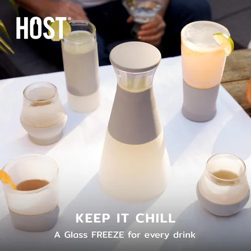Vista 5 de HOST Recipientes de vidrio FREEZE para refrigerador, botellas de jugo de vidrio con tapas, jarra de agua de vidrio con gel refrigerante, 27 onzas