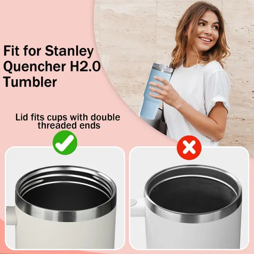 Vista 7 de Tapa de repuesto para vaso de 40 onzas compatible con Stanley Quencher, paquete de 2 fundas transparentes a prueba de derrames para accesorios