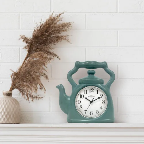 Vista 6 de Presentime & Co. Reloj de té de 11" de Presentime, silencioso sin tictac, estilo moderno de granja, reloj de pared y repisa 2 en 1, para escritorio