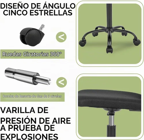 Vista 5 de [Usado] Silla de escritorio ergonómica de malla para computadora, respaldo moderno ejecutivo, soporte para la espalda media, silla giratoria y Negro