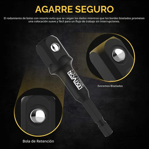 Vista 4 de LEXIVON - Juego de adaptador de enchufe de impacto y portabrocas magnético, 4 piezas de extensión de vástago hexagonal de 1/4 de pulgada a punta