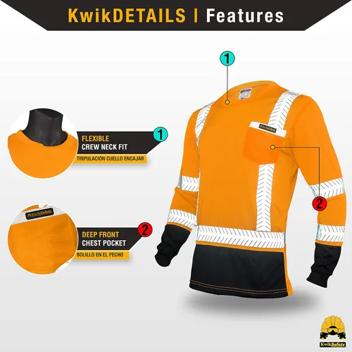 Vista 5 de KwikSafety Premium Long Sleeve Safety Shirts Class 3 ANSI OSHA Hi Vis PPE
