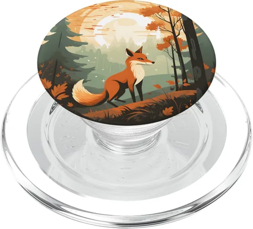 Vista 8 de PopGrip intercambiable retro de zorro en un bosque de otoño