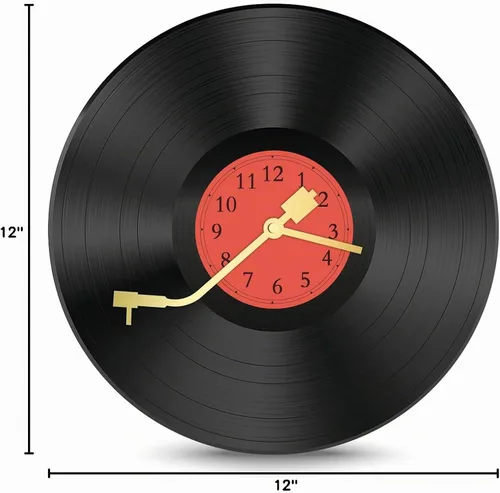 Vista 8 de Discos de vinilo de 12 pulgadas, decoración de pared, reloj de pared de disco de vinilo, relojes de pared únicos con pilas (batería no incluida)
