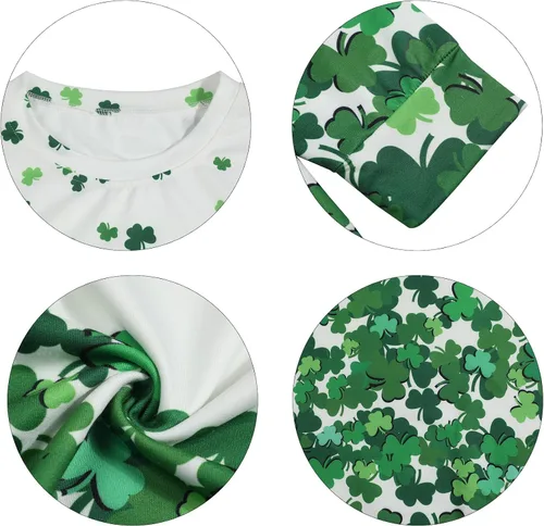 Vista 6 de MYHALF Sudadera del día de San Patricio para mujer, manga larga, diseño de trébol, irlandés, festivo, camiseta casual de manga corta