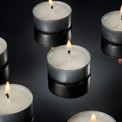 Vista 4 de Tribello White Tea Lights - Unscented Tealight Candles - 3.5 Hour Burn Time - Perfect for Home, Travel, Events & Emergencies - Pack of 12