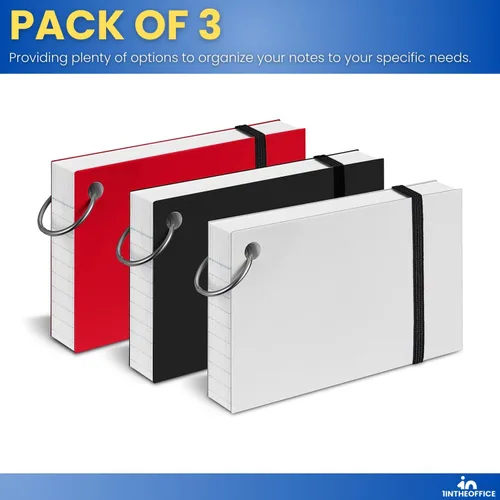 Vista 6 de 1InTheOffice Tarjetas de índice con anillo de 3 x 5, tarjetas flash con anillo de carpeta, tarjetas de notas perforadas de un solo agujero, 65