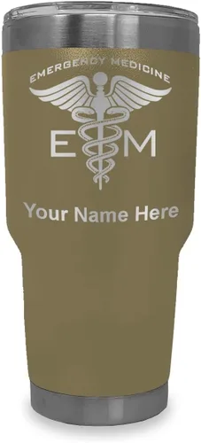 Vista 27 de LaserGram Vaso aislado al vacío de 20 onzas, medicina de emergencia, grabado personalizado incluido (gris) Engraved Gift for Doctors, Vacuum