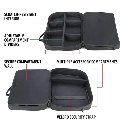 Vista 4 de Consola PS4Pro y PS3Carrying Case bolsa con correa para el hombro ajustable multiuso, interior acolchado & compartimentos de almacenamiento por USA