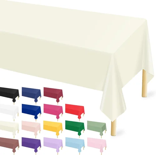 Vista 32 de Mulbozy Mantel de plástico negro desechable 4 unidades, 54 × 108 pulgadas