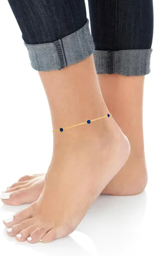 Vista 3 de Floreo Pulsera o tobillera redonda de oro amarillo de 14 quilates con piedra natal de 0.157 in