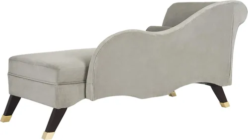 Vista 5 de Safavieh Home Collection Caiden - Tumbona de terciopelo gris con almohada