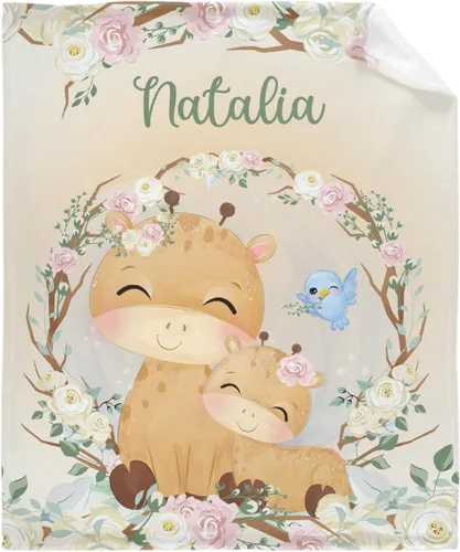 Vista 20 de Manta de franela personalizada con nombre de elefante bebé para niñas y niños, regalo divertido y significativo para todas las estaciones