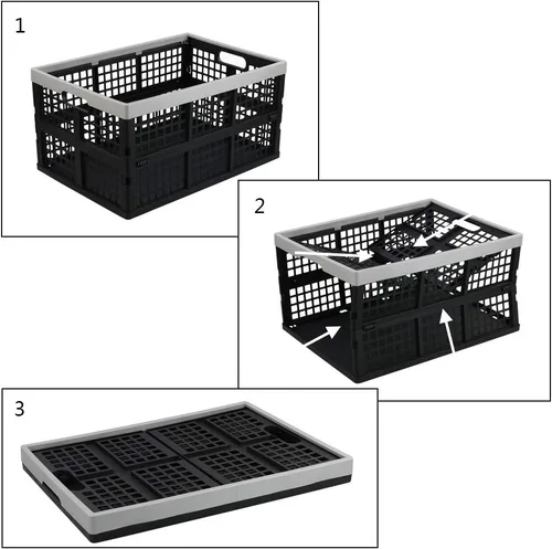 Vista 2 de Paquete de 4 cajas de almacenamiento plegables de plástico de 40 L, cesta plegable de almacenamiento apilable grande Breathable Plastic