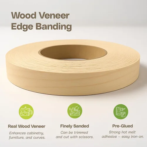 Vista 7 de Edge Supply Birch Rollo de 1-1/2 pulgadas x 25 pies – Cinta de chapa de madera prepegada para planchar – Cinta de borde de chapa de madera
