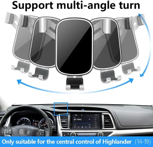 Vista 5 de Soporte para teléfono de coche para Toyota Highlander 2014 2015 2016 2017 2018 2019 y Highlander Hybrid 2014-19 Auto Interior Accesorios