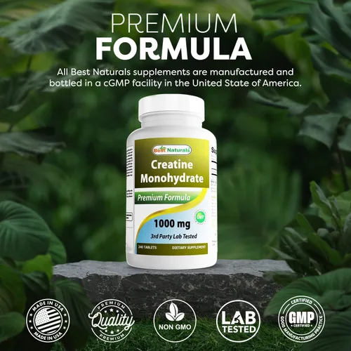 Vista 5 de Best Naturals Monohidrato de creatina 1000 mg 240 Comprimidos