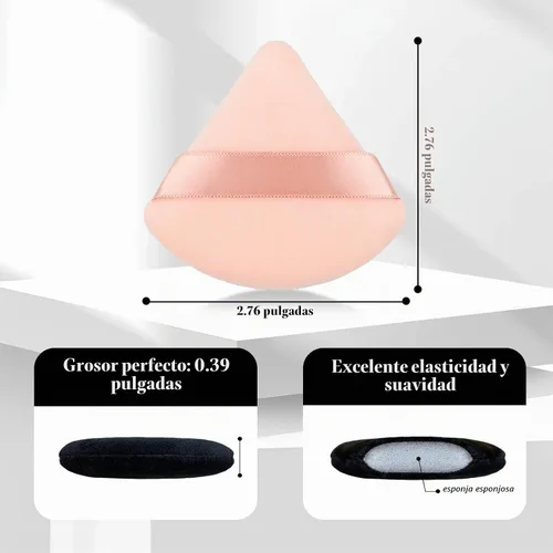 Vista 2 de 8 piezas de esponjas triangulares para polvo de maquillaje, hechas de terciopelo súper suave, diseñadas para contornear, ojos y esquinas, contenedor