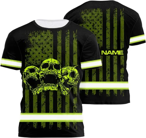 Vista 11 de Camisa de alta visibilidad para hombre, camisas de seguridad reflectantes con nombre personalizado para patriota, patriótico, veterano, militar