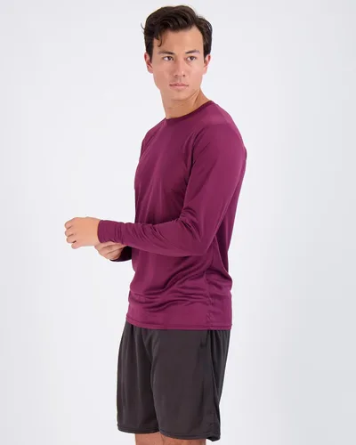 Vista 4 de Real Essentials Paquete de 3 y 5 Camiseta de manga larga atlética de secado rápido para hombre UPF SPF UV Sun (disponible en tallas grandes y altas)
