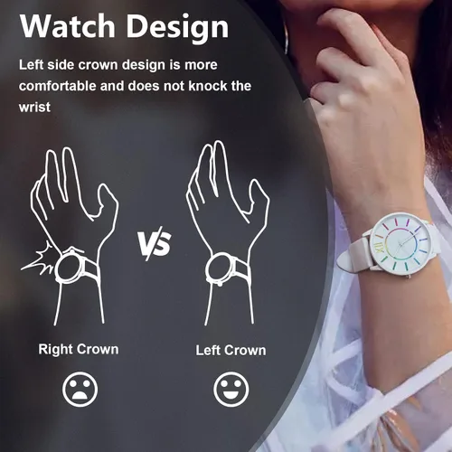 Vista 2 de Unisex Watch Fashion Analog Quartz Watches Silicone Bands Waterproof Wrist Watch Best Gift for Women Men