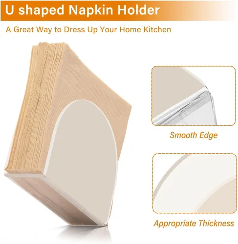 Vista 4 de Servilletero beige para mesa, dispensadores de servilletas de tejido acrílico, servilleteros de cóctel transparentes para encimeras, hotel