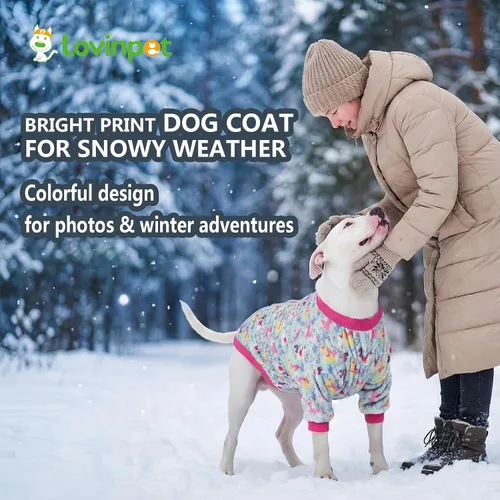 Vista 4 de LovinPet Chaquetas para perros grandes de 50 a 60 libras, ropa de tela de franela agradable a la piel para perros, estampado de espuma de mar
