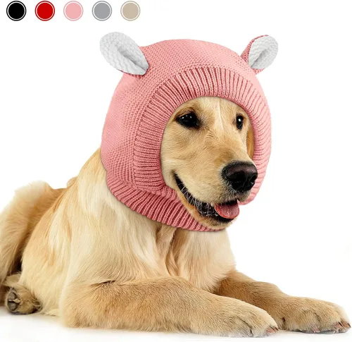Vista 14 de Orejeras silenciosas para perros, cuello de 14.96 pulgadas, protectores auditivos para perros, protección contra ruido, gorro de punto envolvente