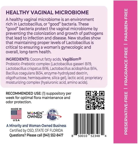 Vista 7 de VagiBiom Probioitc Suppository Práctico paquete de viaje con 2 supositorios: equilibrio de flora de microbioma. Régimen de control de olores