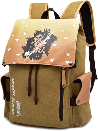 Vista 2 de Lukvuzo Mochilas japonesas de anime de lona, bolsa de hombro con impresión 3D, mochila escolar para portátiles y fanáticos del anime, Mochilas