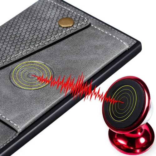 Vista 4 de Funda con tarjetero para Xiaomi Poco X3/X3 NFC/X3 Pro, parte trasera con piel sintética plegable doble hebilla multifunción bolsa para tarjetas Gris