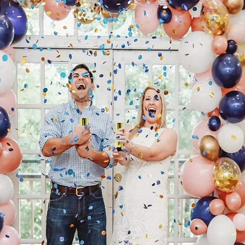 Vista 4 de 8 cañones de confeti para revelación de género, boda, cumpleaños, graduación, baby shower, aniversario, Navidad, Año Nuevo, suministros de fiesta