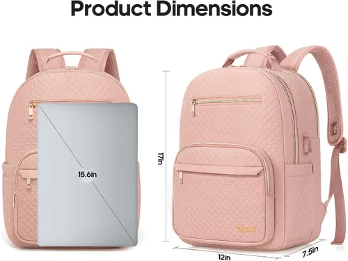 Vista 2 de mochila para laptop para mujer, Rosado, Casual