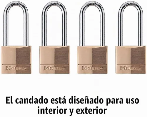 Vista 3 de Master Lock Candado, cerradura de latón macizo, 1-9/16 pulgadas de ancho, 140QLH (paquete de 4 llaves similares)