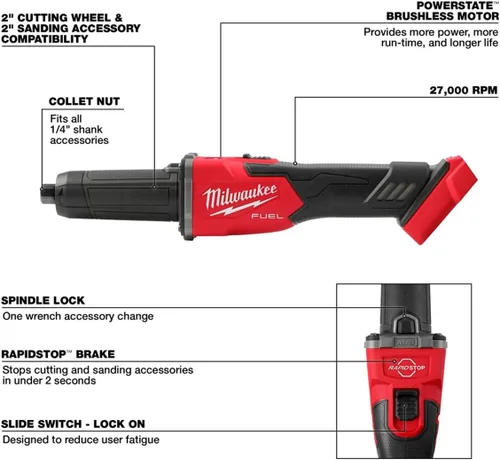 Vista 4 de Milwaukee Electric - M18 Fuel. Rectificadora de freno con interruptor deslizante DIE