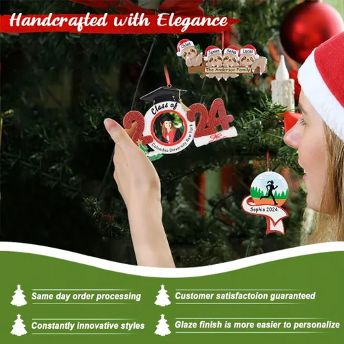 Vista 4 de MAXORA Mantle Fireplace - Adorno personalizado para árbol de Navidad de familia de 3 medias 2022 – Personalizado para padres, hijos, amigos