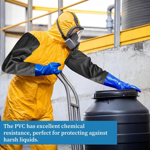 Vista 5 de Eiito Extra-Long 26" Rubber Pond Gloves, Chemical Resistant PVC Reusable Heavy Duty Waterproof Cleaning Glove