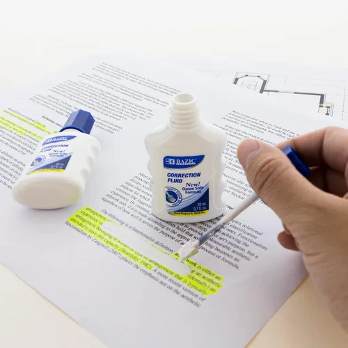Vista 7 de BAZIC Products Líquido de corrección, 0.7 fl oz, aplicador de cepillo de espuma, 2 unidades, para ediciones de oficina escolar
