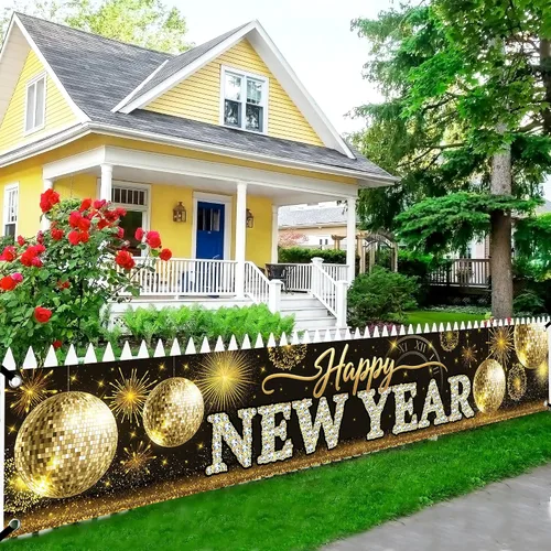 Vista 8 de KatchOn, Cartel de feliz año nuevo para patio 2026 – Extra grande de 120 x 20 pulgadas, letrero de feliz año nuevo para decoraciones de Año Nuevo