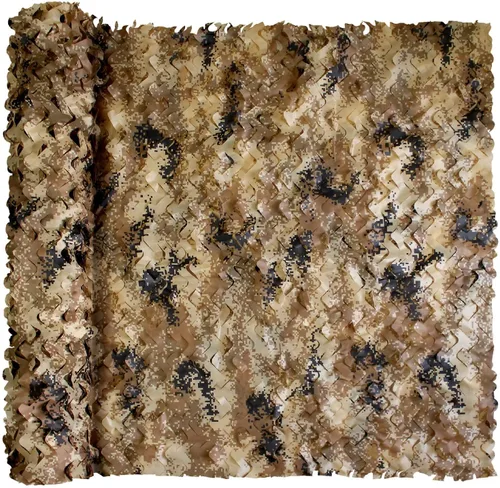 Vista 13 de GRVCN - Red de camuflaje en rollo a granel, malla de sombrilla para caza, tiro a ciegas, temática militar, decoraciones de fiesta Desert Camo