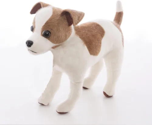 Vista 6 de CU-MATE Perro de peluche Chihuahua de 12 pulgadas, juguete realista de cachorro sentado con falda (regalo de presente)
