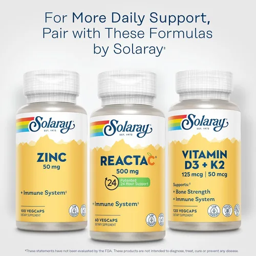 Vista 6 de SOLARAY Reacta-C con vitamina C 500 mg - 200 mg concentrado de bioflavonoide, vitaminas de defensa inmunológica - Suplemento patentado de apoyo